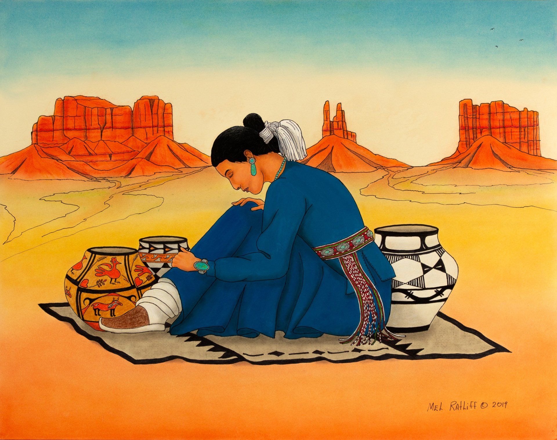 A Moment to Pray, a Southwestern original art piece by Mel Ratliff in New Mexico