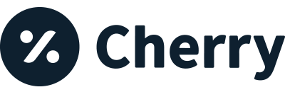 Cherry logo with a dark blue circle and a percent symbol followed by the word 