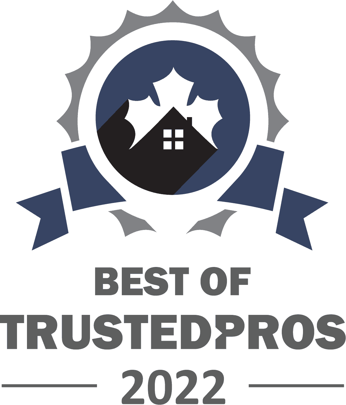 A logo for best of trusted pros 2022 with a house in the center.