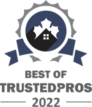 A logo for best of trusted pros 2022 with a house in the center.