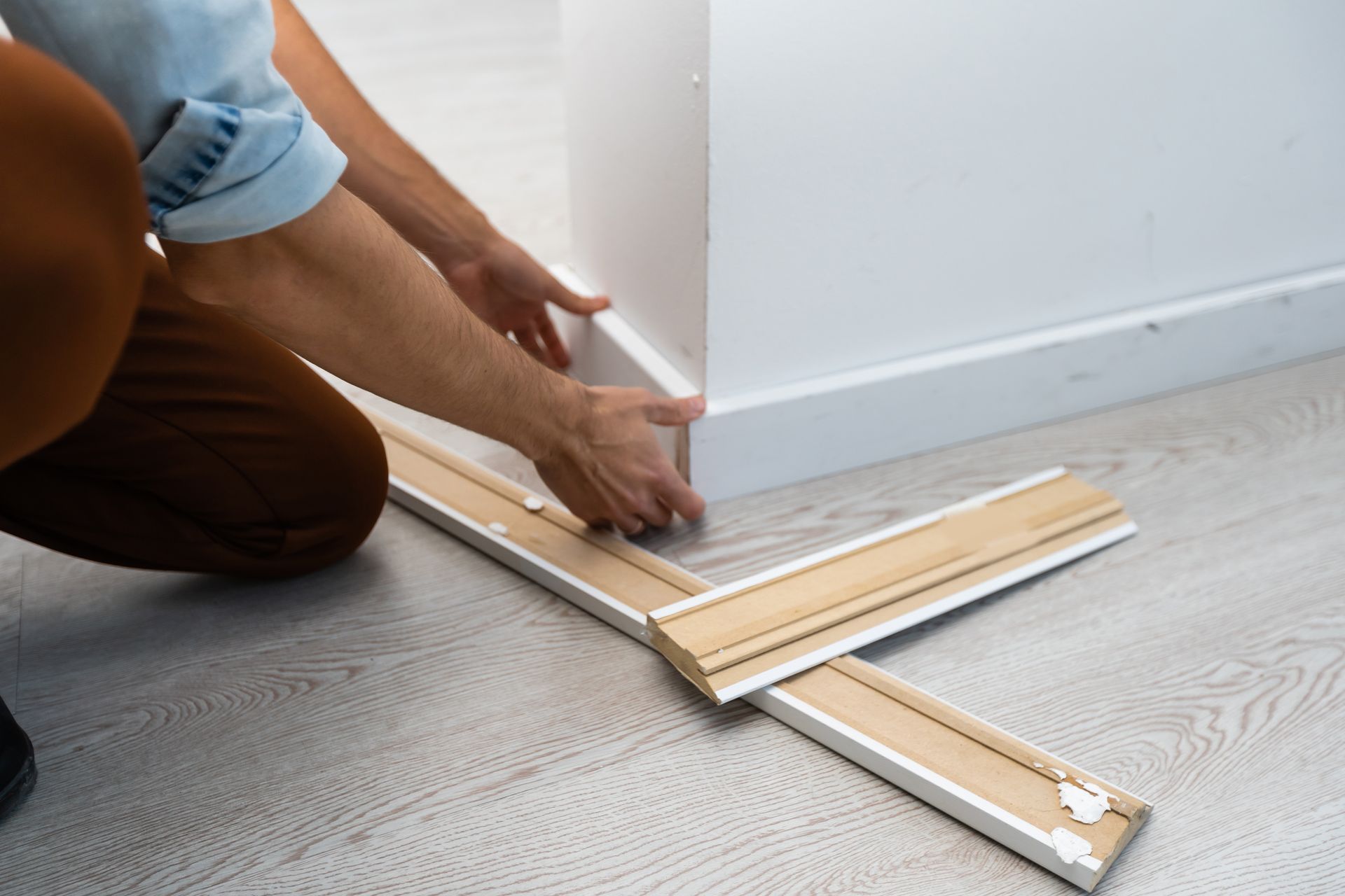 Process of installation of PVC Baseboard