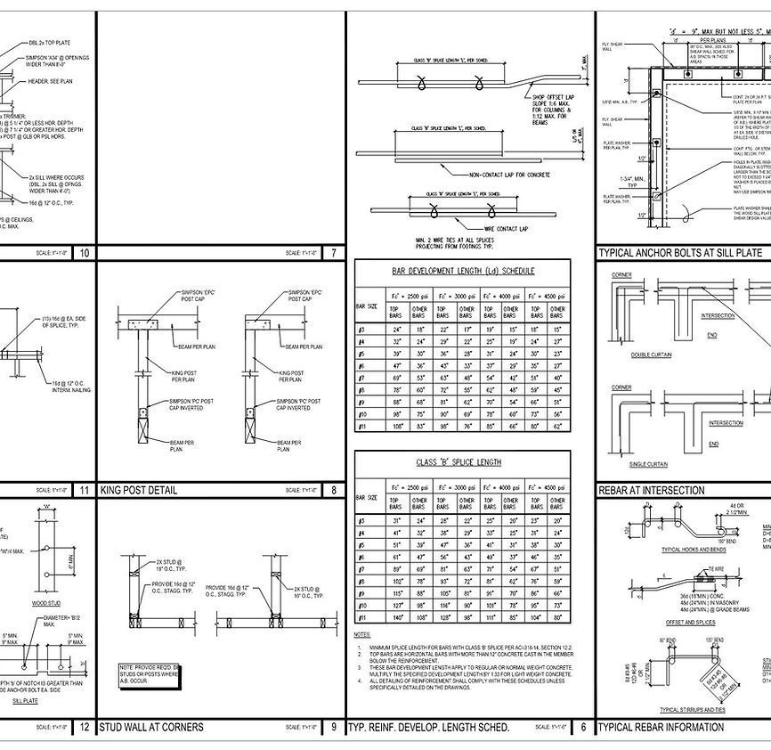 A bunch of drawings on a white background including a table