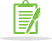 Green clipboard with a pen.