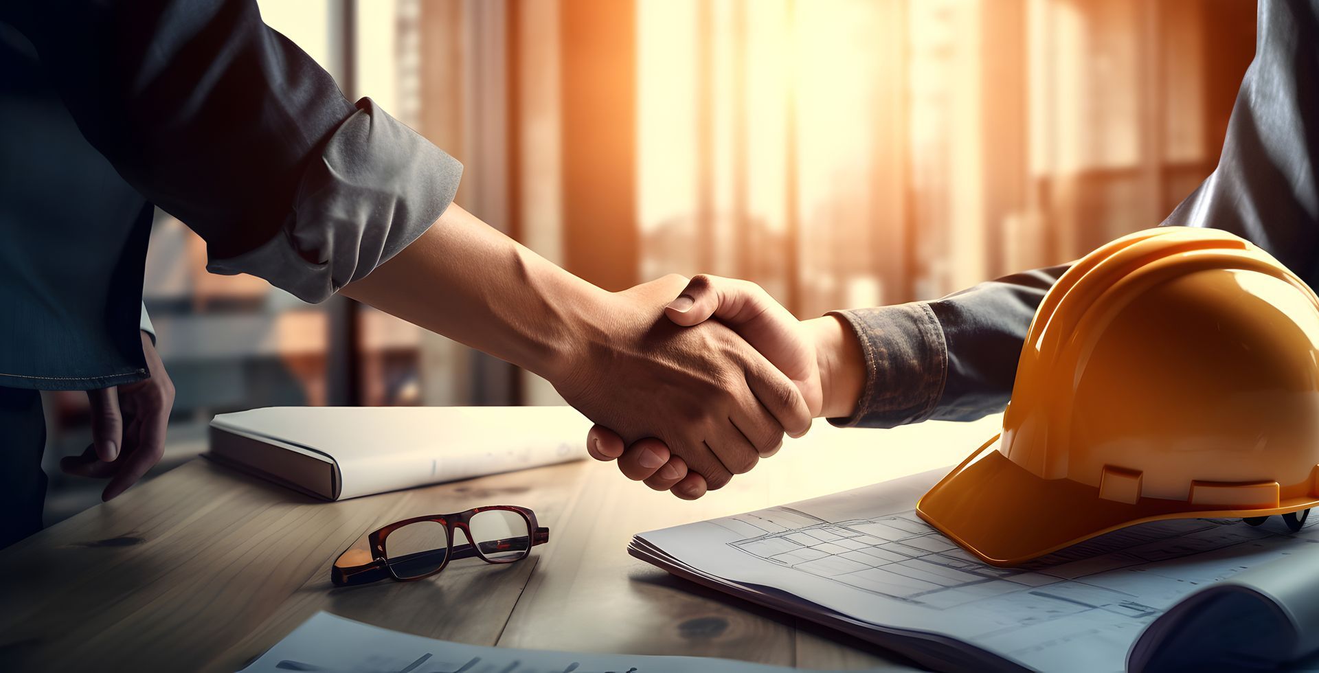 general contractor shakes hands with trade partner