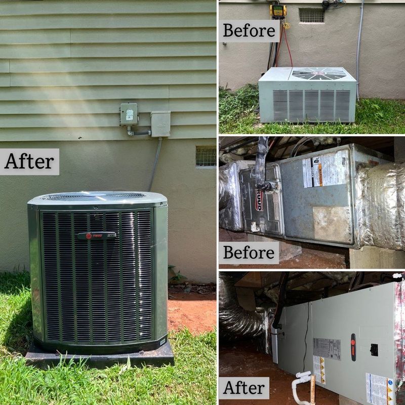 A before and after picture of an air conditioner