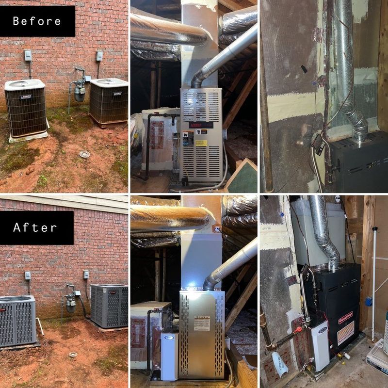 A collage of before and after pictures of an air conditioner