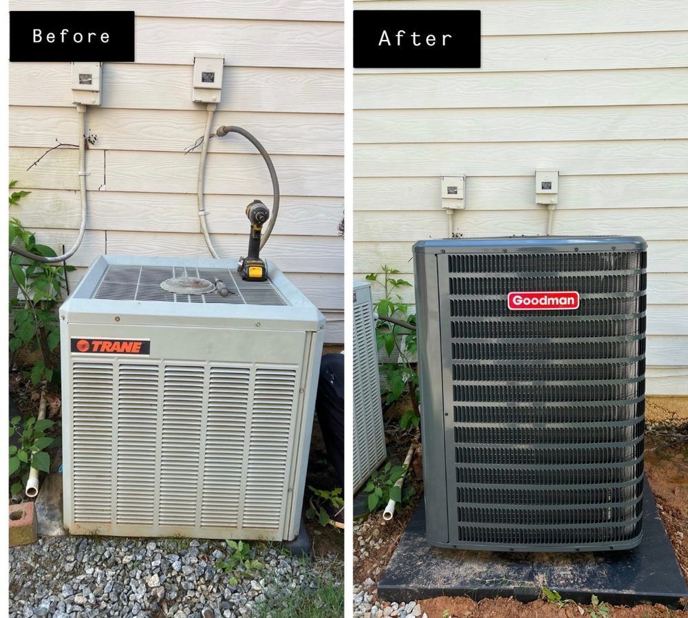 A before and after picture of an air conditioner