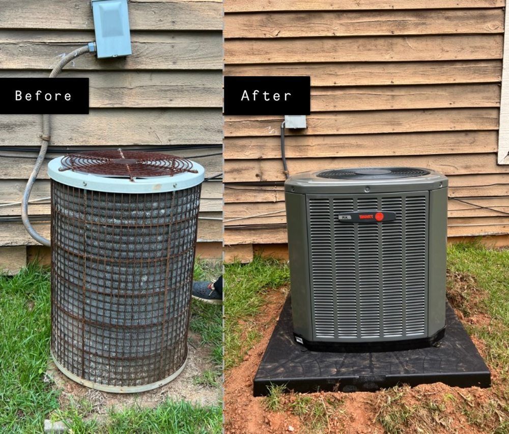 A picture of a before and after picture of an air conditioner.