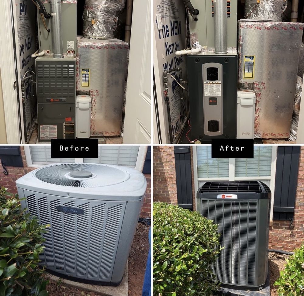 A before and after picture of an air conditioner