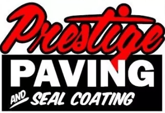 Logo for Prestige Paving, featuring red 