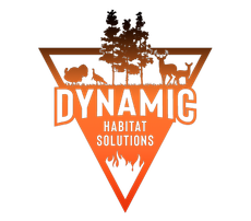 Logo with orange triangle, trees, wildlife silhouettes, and