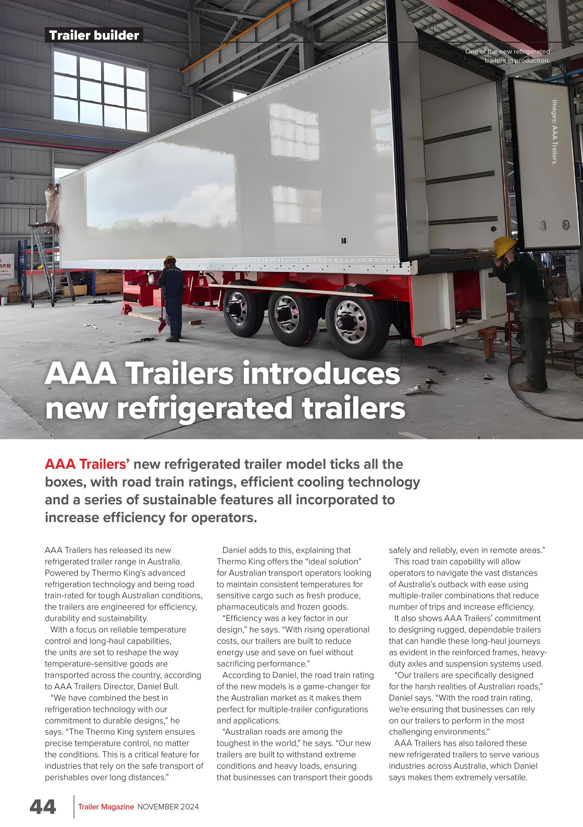 AAA Trailers Introduces New Refrigerated Trailers publication