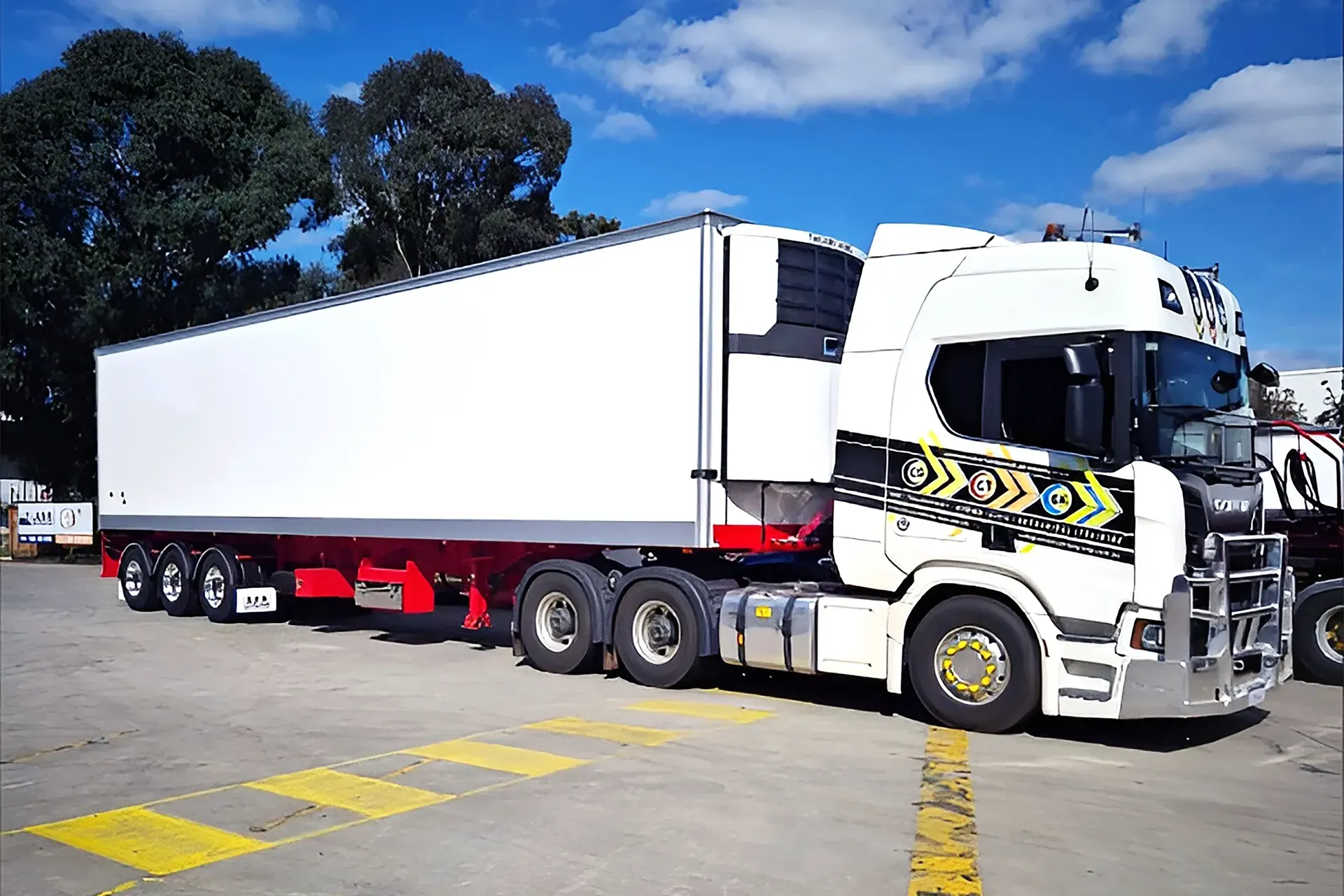 white trailer truck
