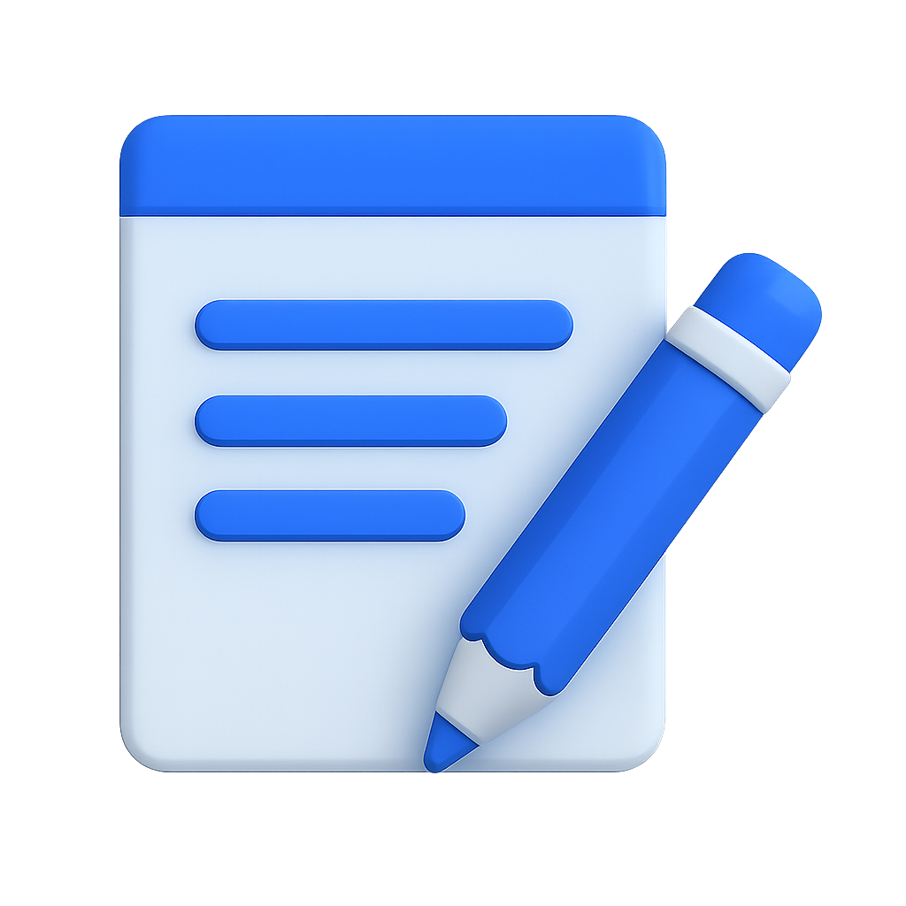 A blue pencil is writing on a piece of paper.