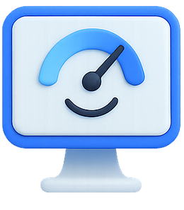 A computer monitor with a speedometer on it.