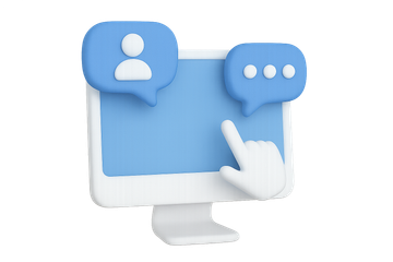 A blue and white icon with a picture of a mountain on it.