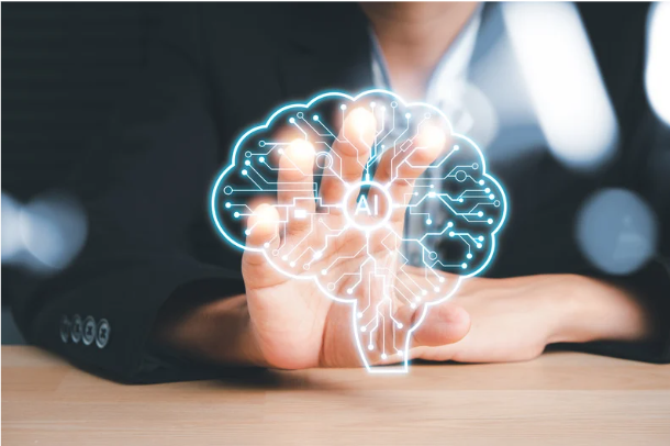 Picture of AI with circuits in a brain drawing being held up by a hand