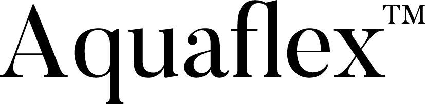 The aquaflex logo is black and white on a white background.
