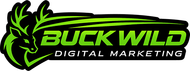 Buck Wild Digital Marketing logo with neon green buck head and bold black-and-green text