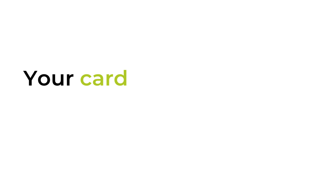 Ein weißer Hintergrund mit den Worten „Your card“ darauf.