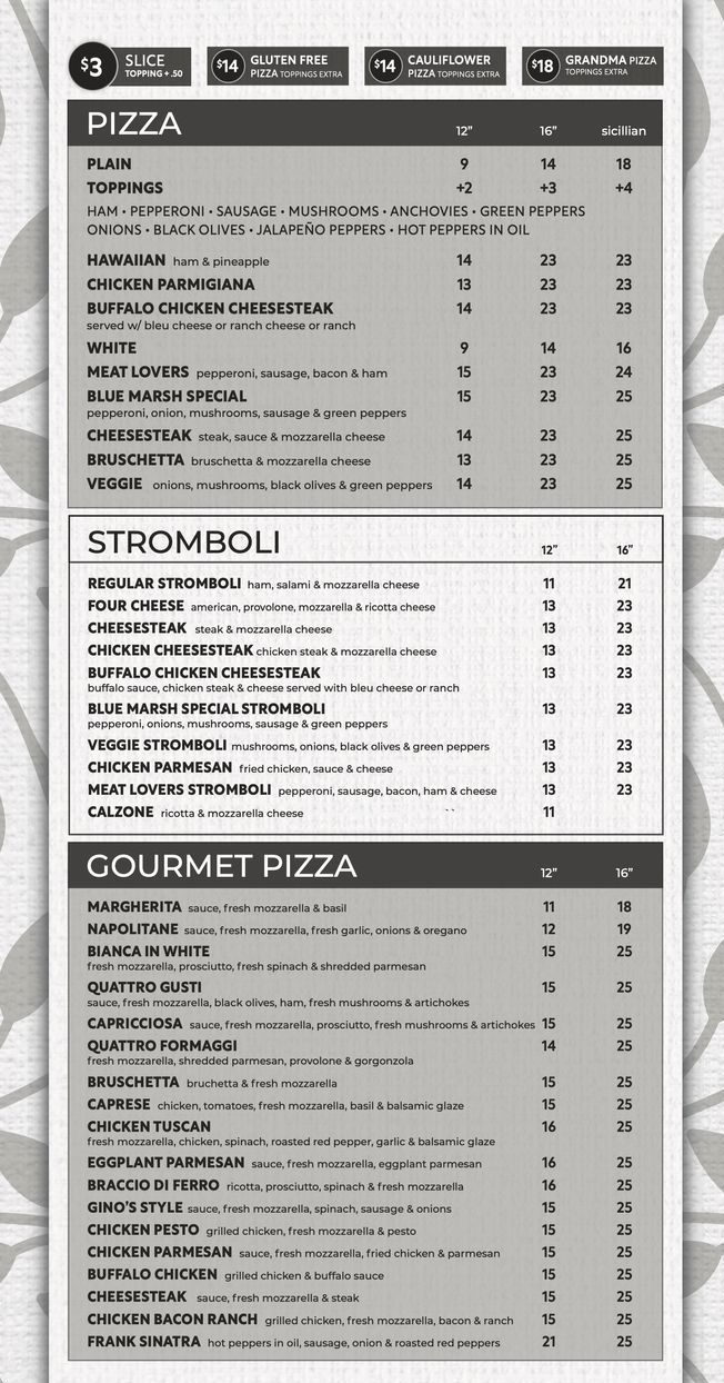 A menu for a restaurant with a lot of items on it