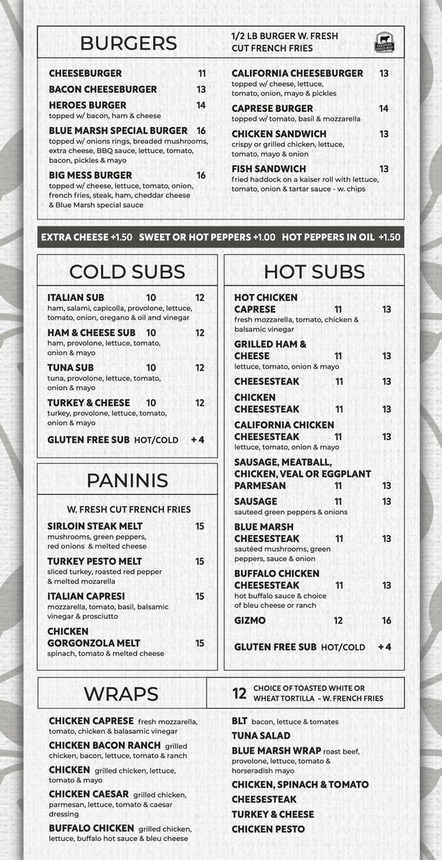 A menu for a restaurant with a lot of food on it