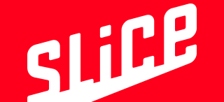 A red background with the word slice in white letters.
