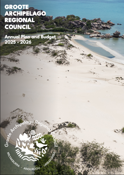 Grootte Archipelago Regional Council Annual Plan and Budget 2025-2026 cover: beach, water, and landscape view.
