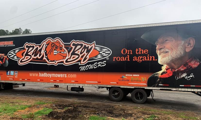 A trailer with a picture of willie nelson on it