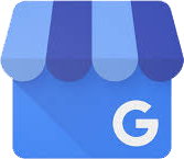 A google business icon with a blue awning and the letter g on it.