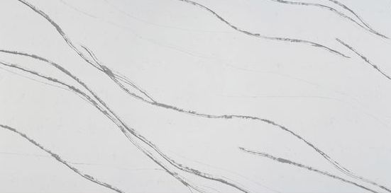 A close up of a white marble counter top with black lines.