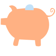 A piggy bank with a coin in it.