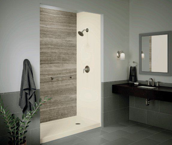 Shower Room With Wooden Design Wall — Moline, IL — Midwest Bath Co.