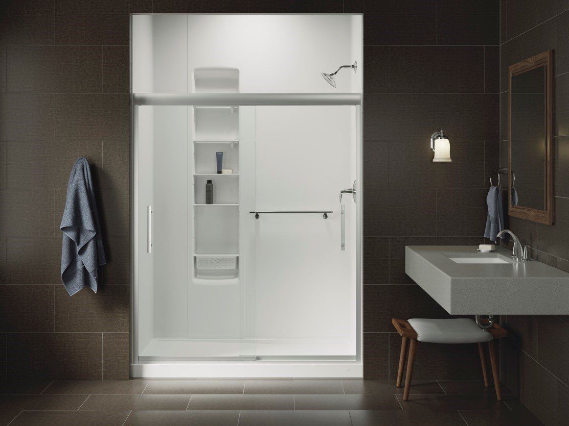 Shower enclosure with glass door — Moline, IL — Midwest Bath Co.