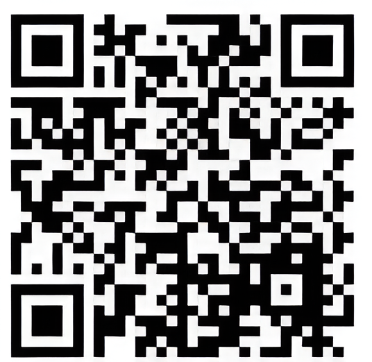 QR code with black and white squares.
