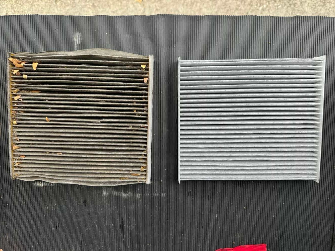 There Is a Picture of A Dirty Air Filter and A Clean Air Filter — BEB Automotive In Berkeley, NSW