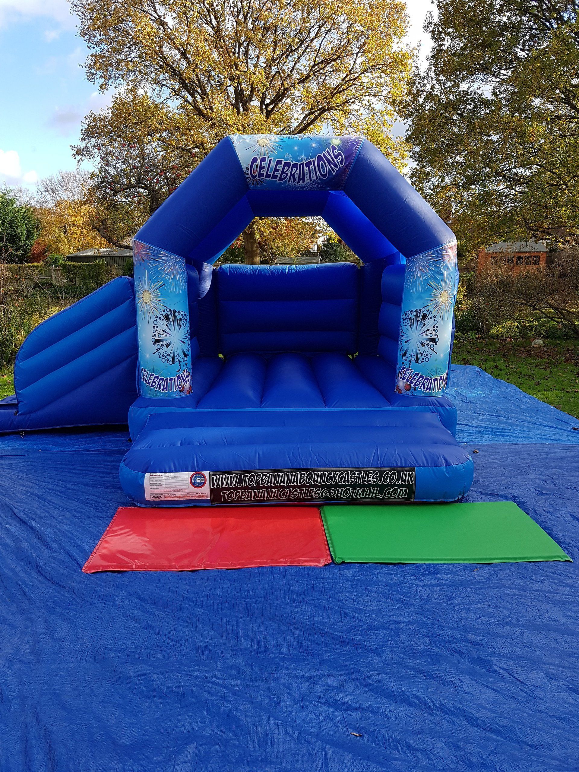 slide combo bouncy castle with celebration theme