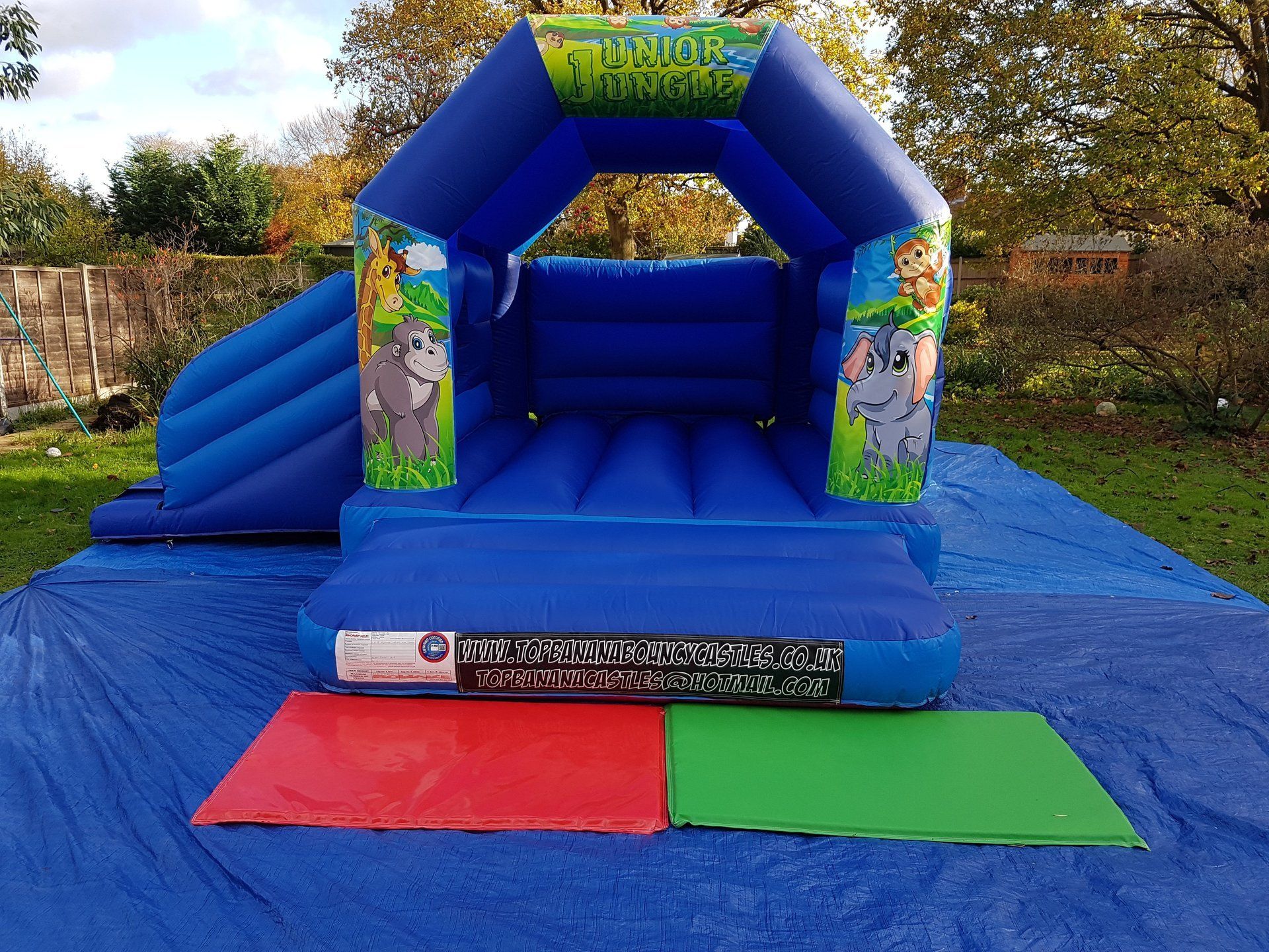slide combo bouncy castle with jungle theme