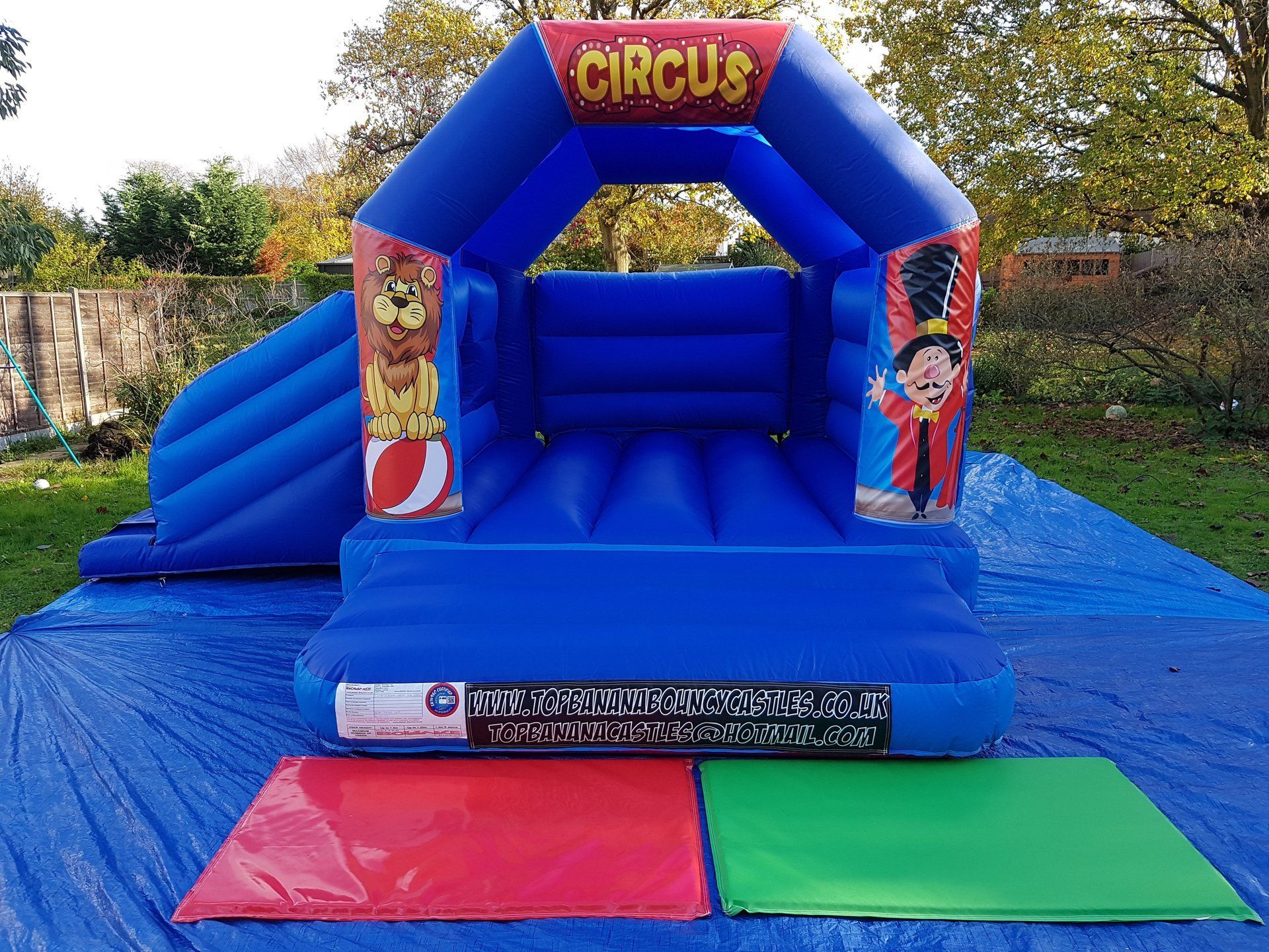 slide combo bouncy castle with circus theme