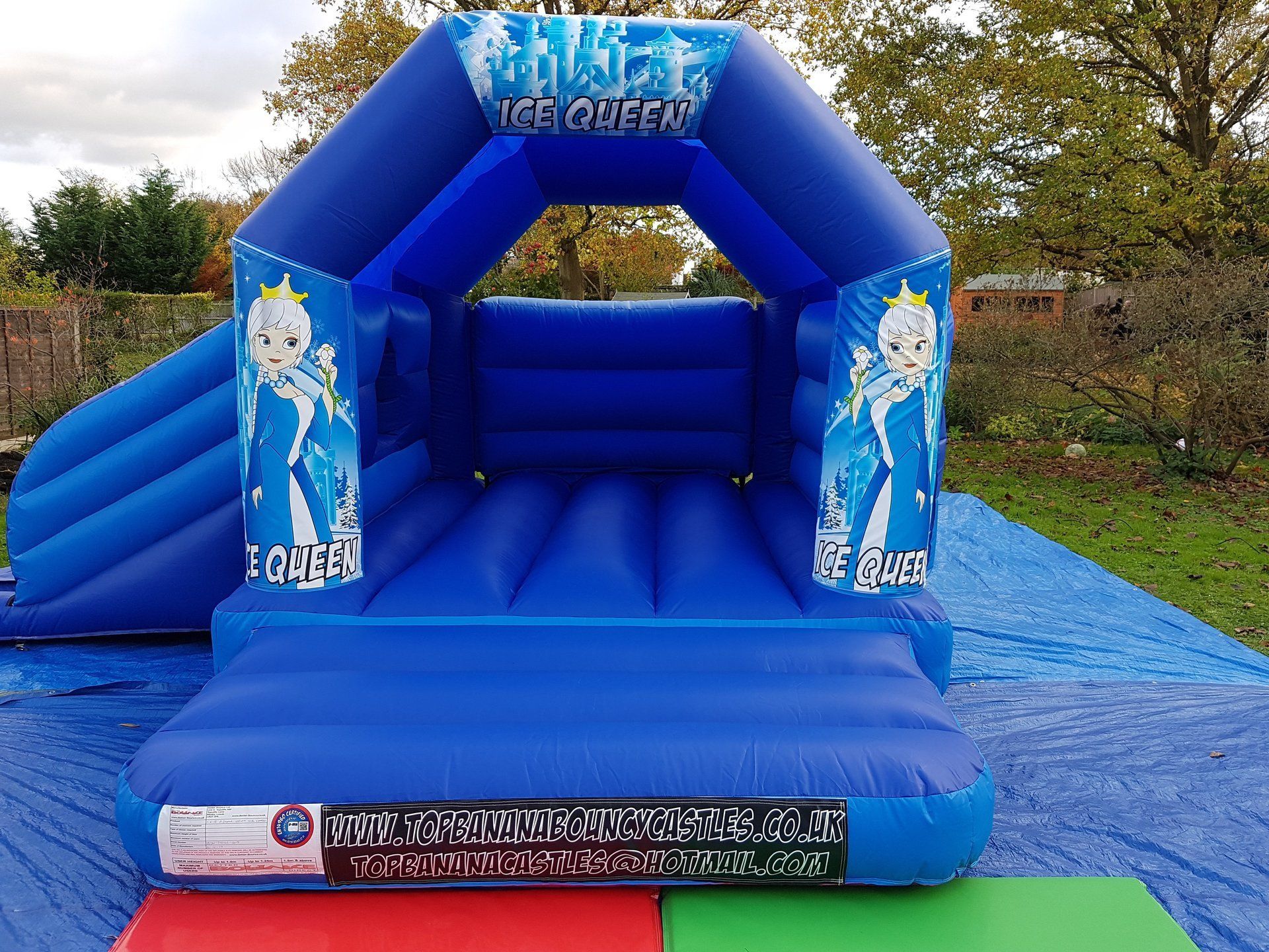 slide combo bouncy castle with snow queen theme