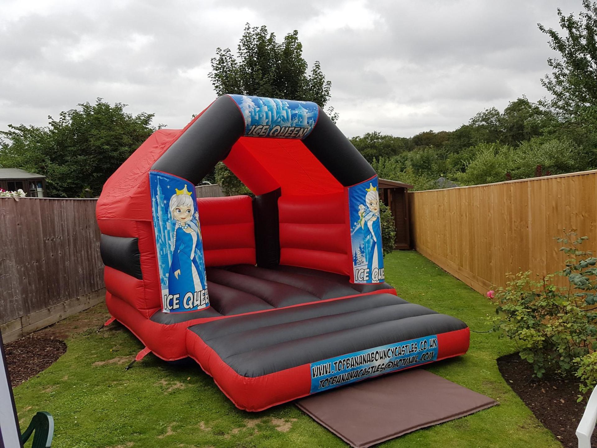 red and black snow queen small bouncy castle