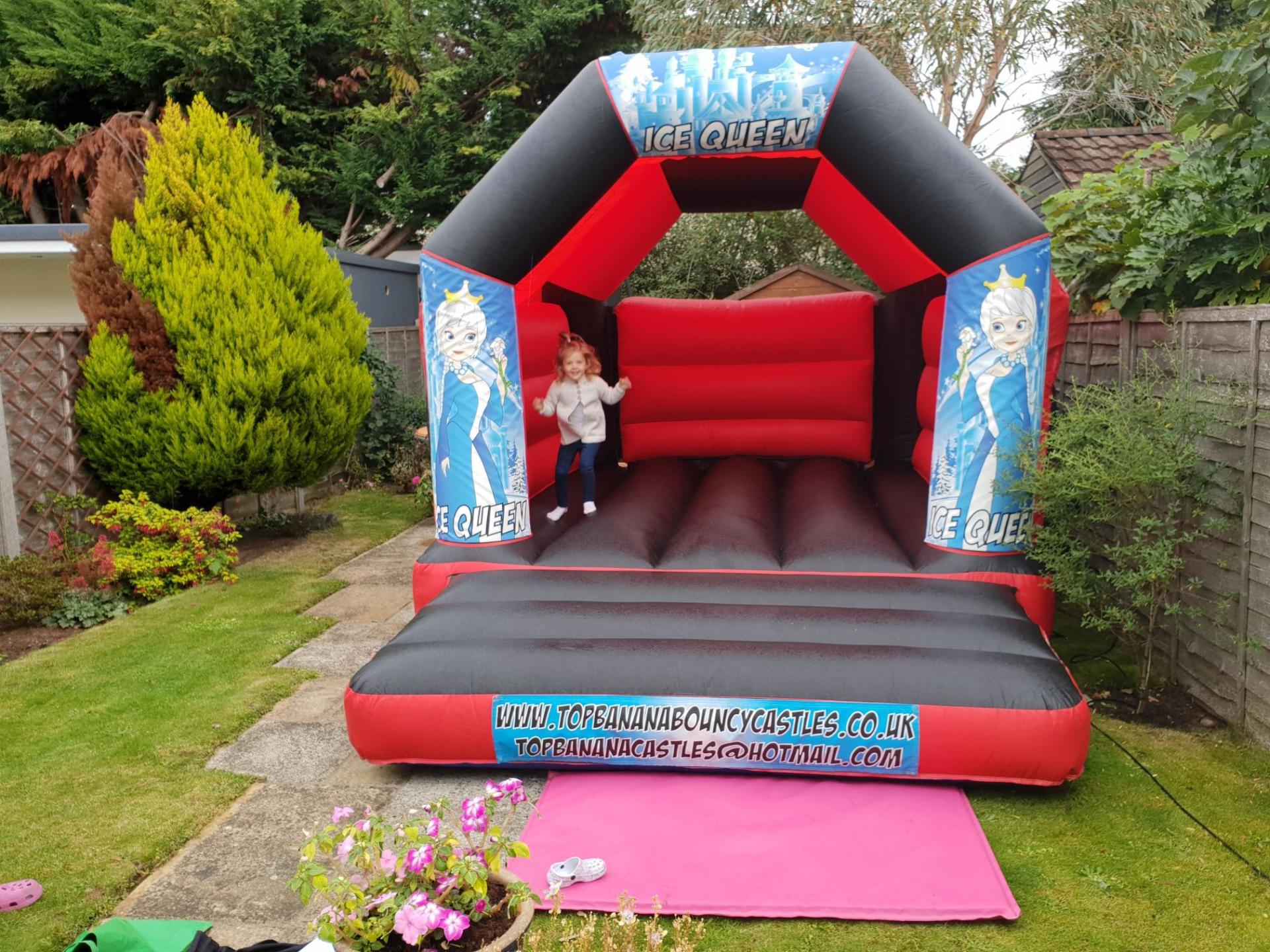 red and black snow queen small bouncy castle