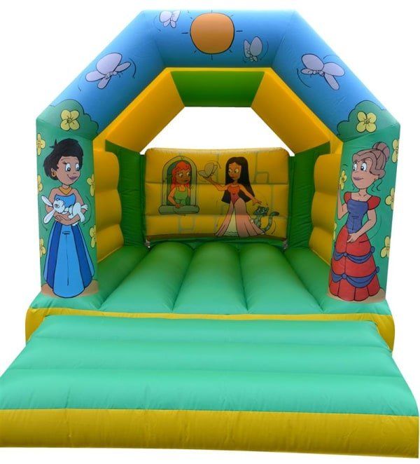 green and yellow princess small bouncy castle
