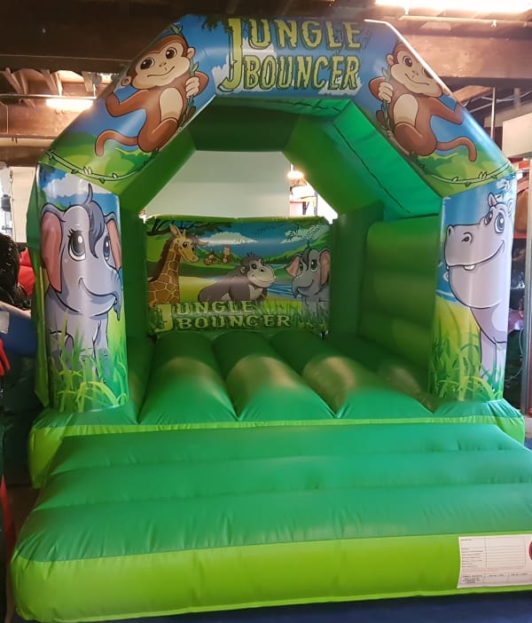 small bouncy castle with super hero theme