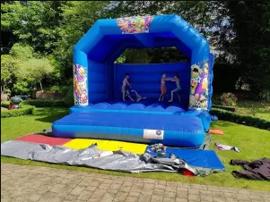 large blue bouncy castle