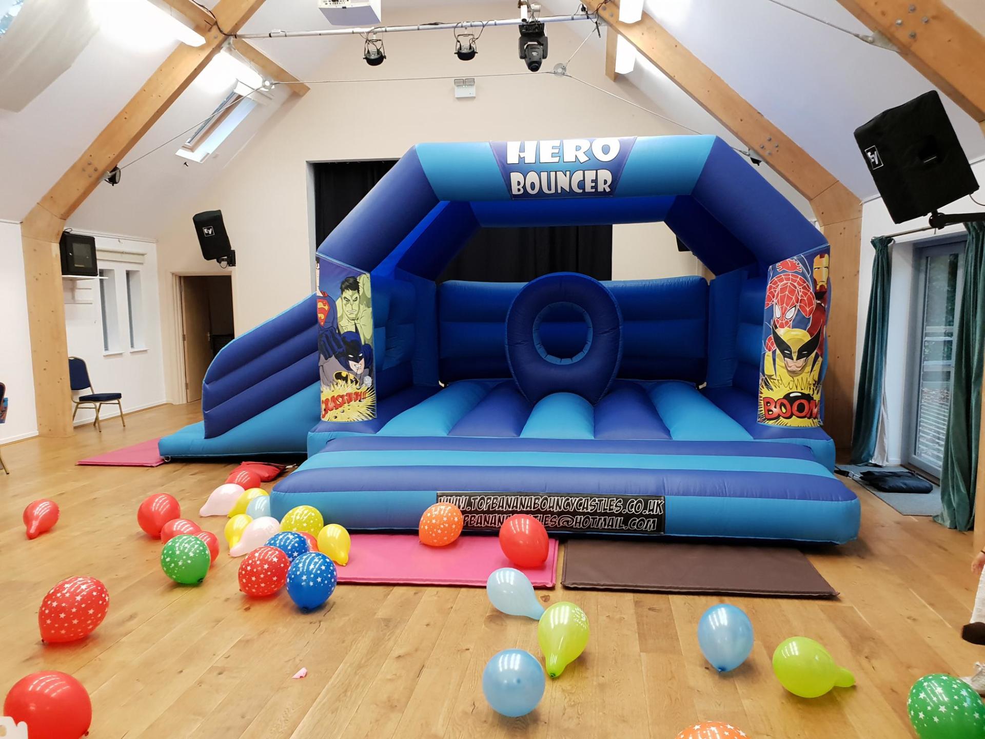 hero bouncer slide combo bouncy castle in village hall