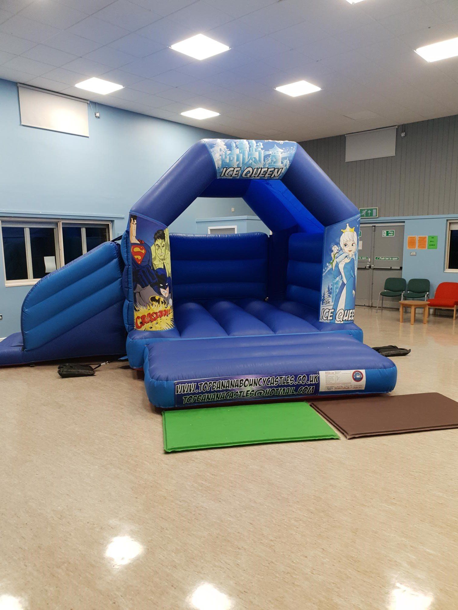 snow queen theme slide combo bouncy castle in a hall