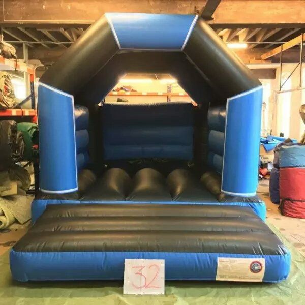 blue and black small bouncy castle