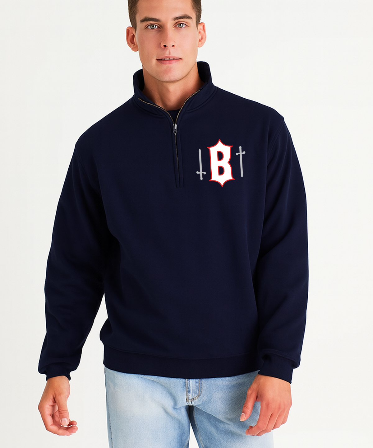 Broncos 1/4 Cotton Zip Navy