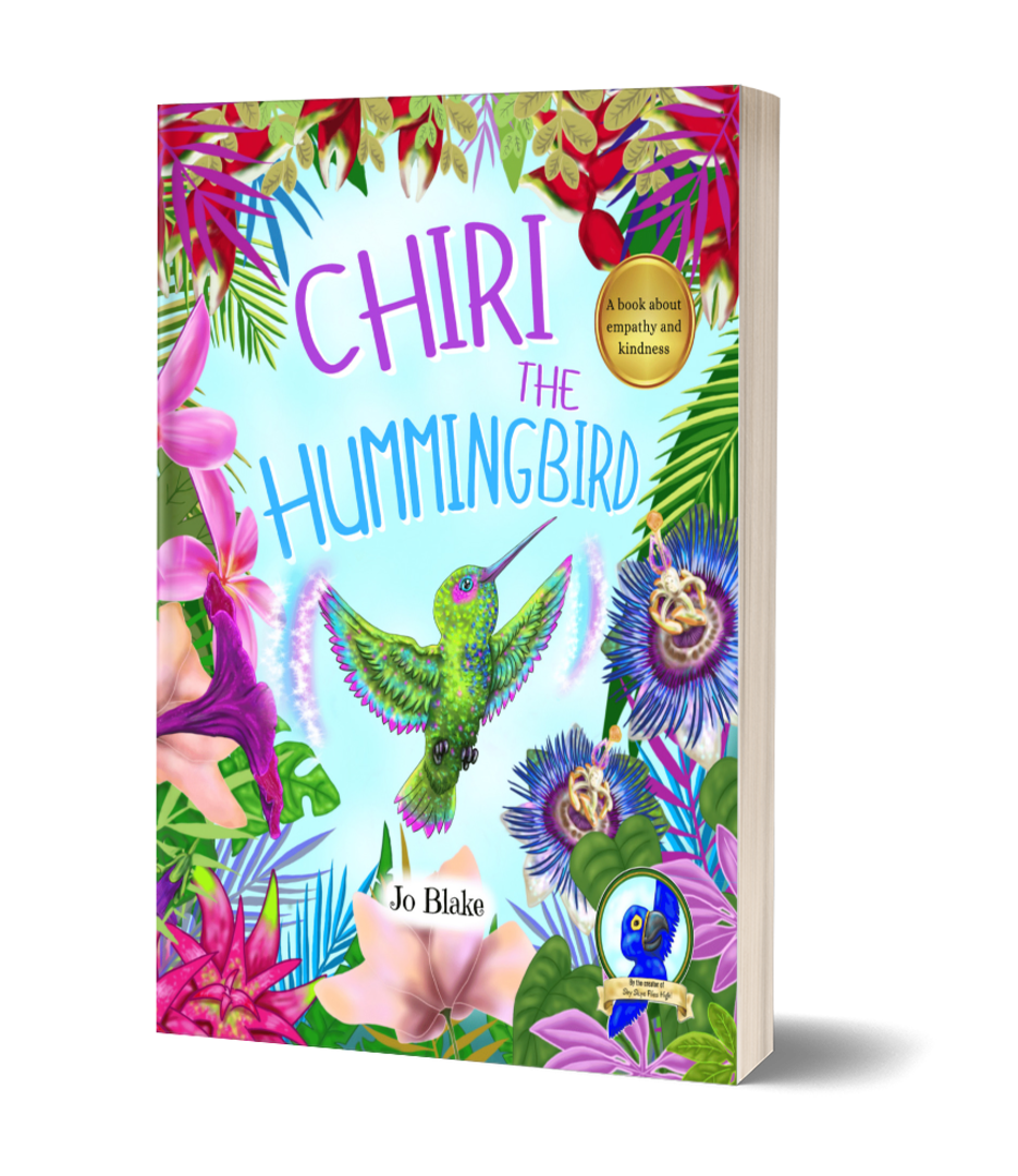 Chiri The Hummingbird a book about empathy and kindness. For reading ages 4 - 8 years. Chiri a sparkly hummingbird goes on a journey of self discovery, learning he needs to slow down, think of how he is effecting others with his actions and how to make up for his mistakes. The book is available on Amazon.